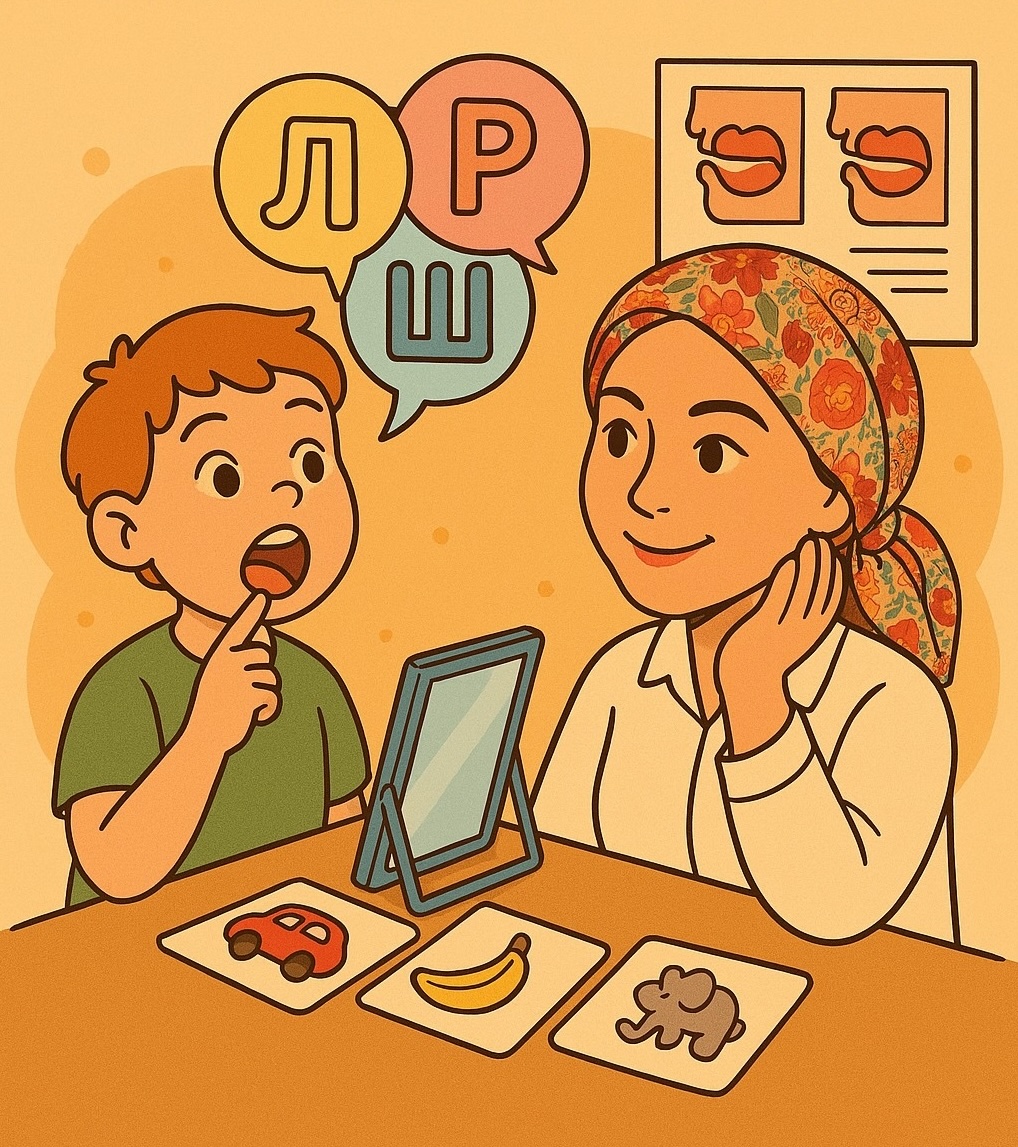 Иллюстрация семьи на фоне речи